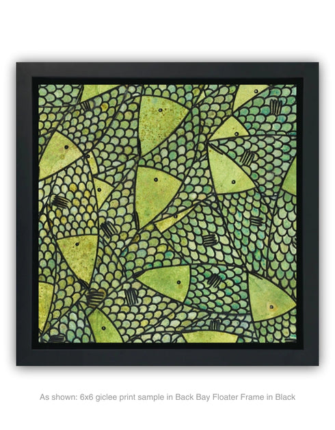 Green Gold Sardines | Framed Giclee Print on Canvas